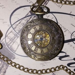 🌻SELF WINDING Mechanical wind up pocket watch
